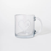 Load image into Gallery viewer, glass-mug-with-big-handle-and-engraved-pixel-heart
