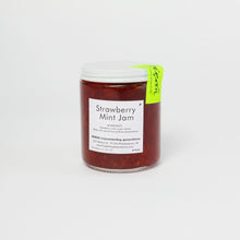 Load image into Gallery viewer, 8oz-glass-of-strawberry-mint-jam
