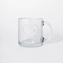 Load image into Gallery viewer, glass-mug-with-big-handle-and-engraved-pixel-heart
