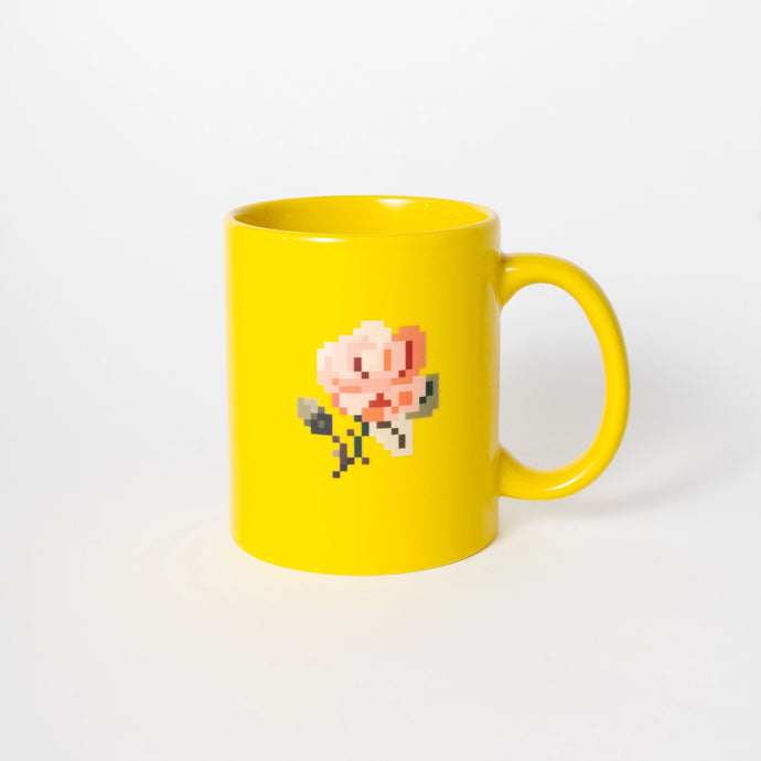 yellow-mug-with-pixeld-pink-rose-and-big-handle